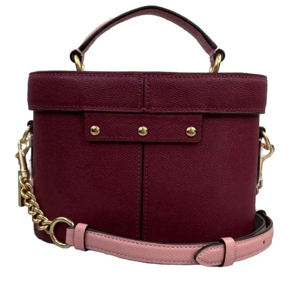 SOLD!! COACH Kay Crossbody With Glitter In Black Cherry Leather - Picture 3 of 14